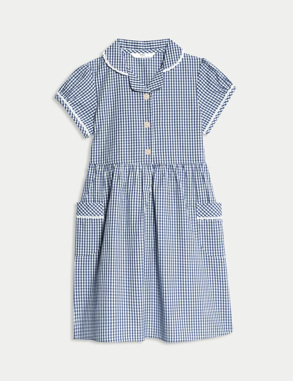 Pure Cotton Gingham School Dress (2-14 Yrs)