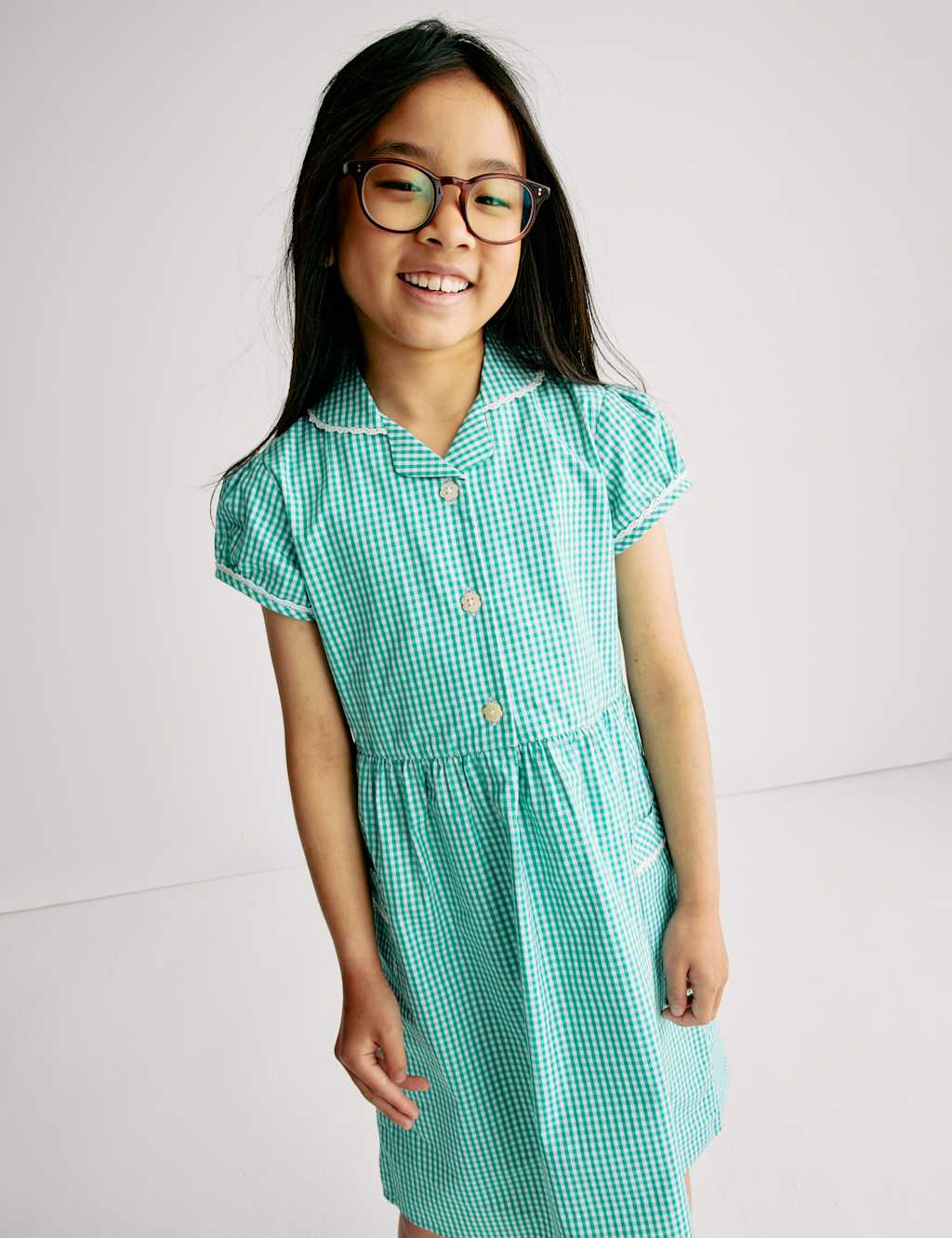 Pure Cotton Gingham School Dress (2-14 Yrs)