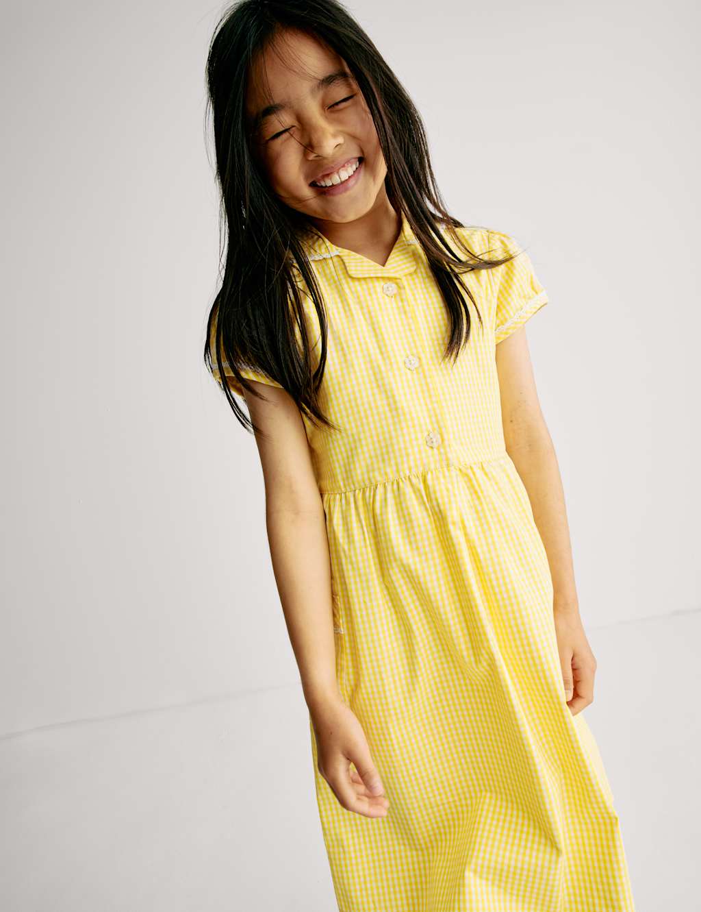 Pure Cotton Gingham School Dress (2-14 Yrs)
