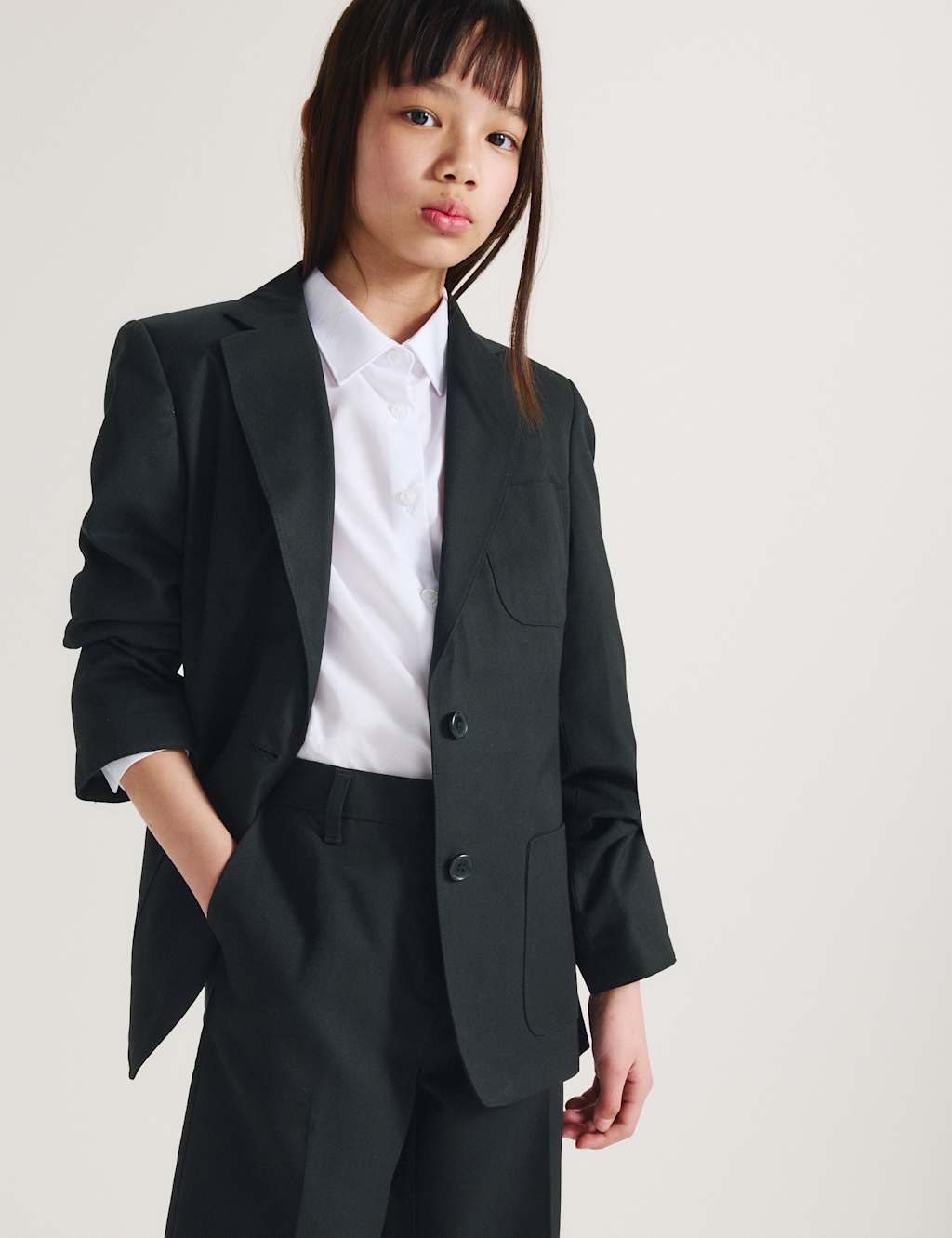 M&S Girls Senior Regular Fit School Blazer (9-18 Yrs) - 14-15 Years - Black