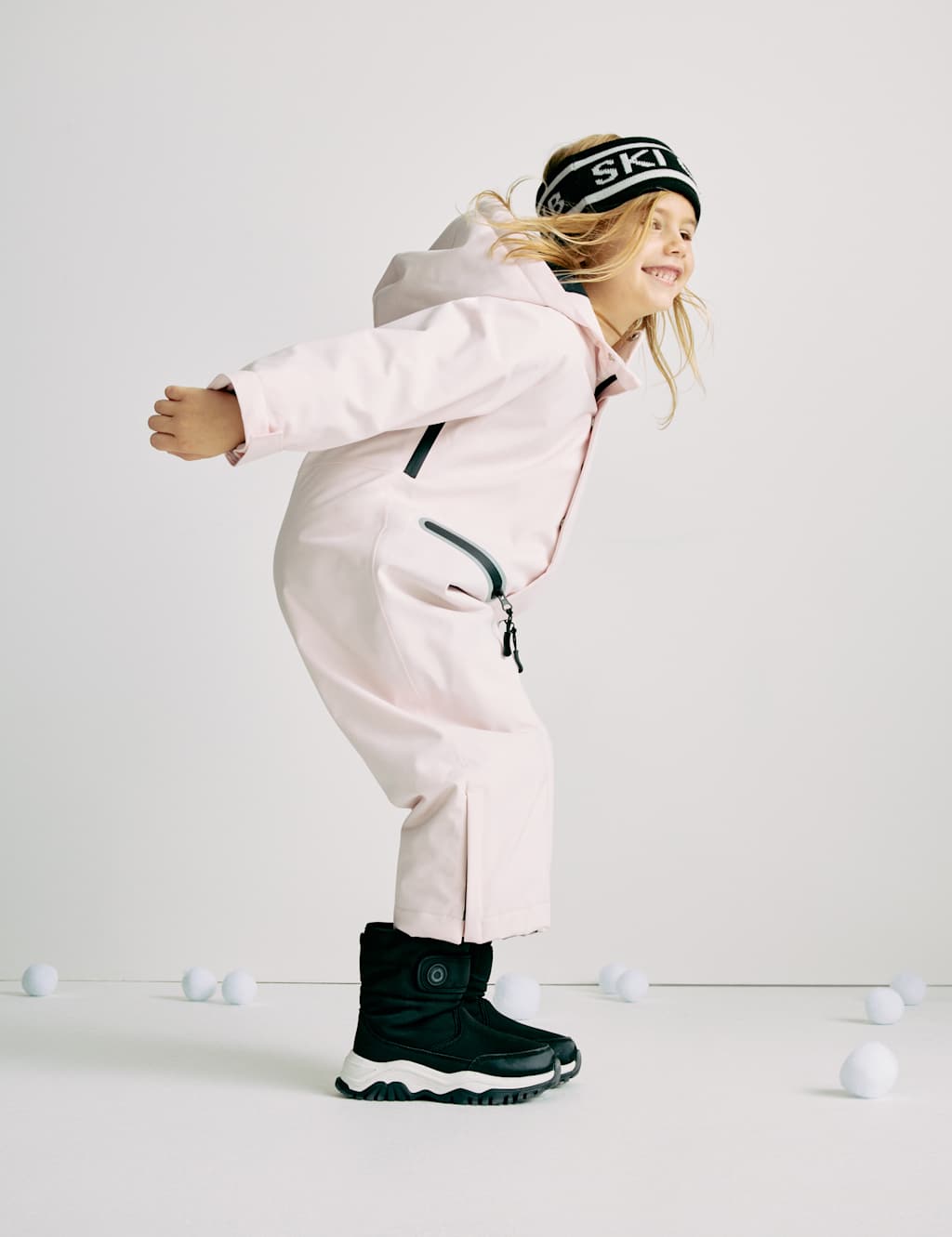 M&S Padded All in One Ski Suit (2-10 Years) Pink