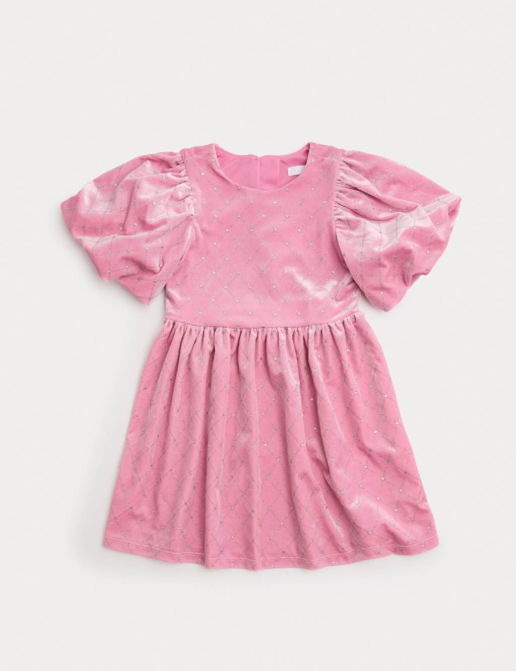 M&S Girls Velvet Glitter Dress (2-10 Yrs) - 3-4 Years - Rose