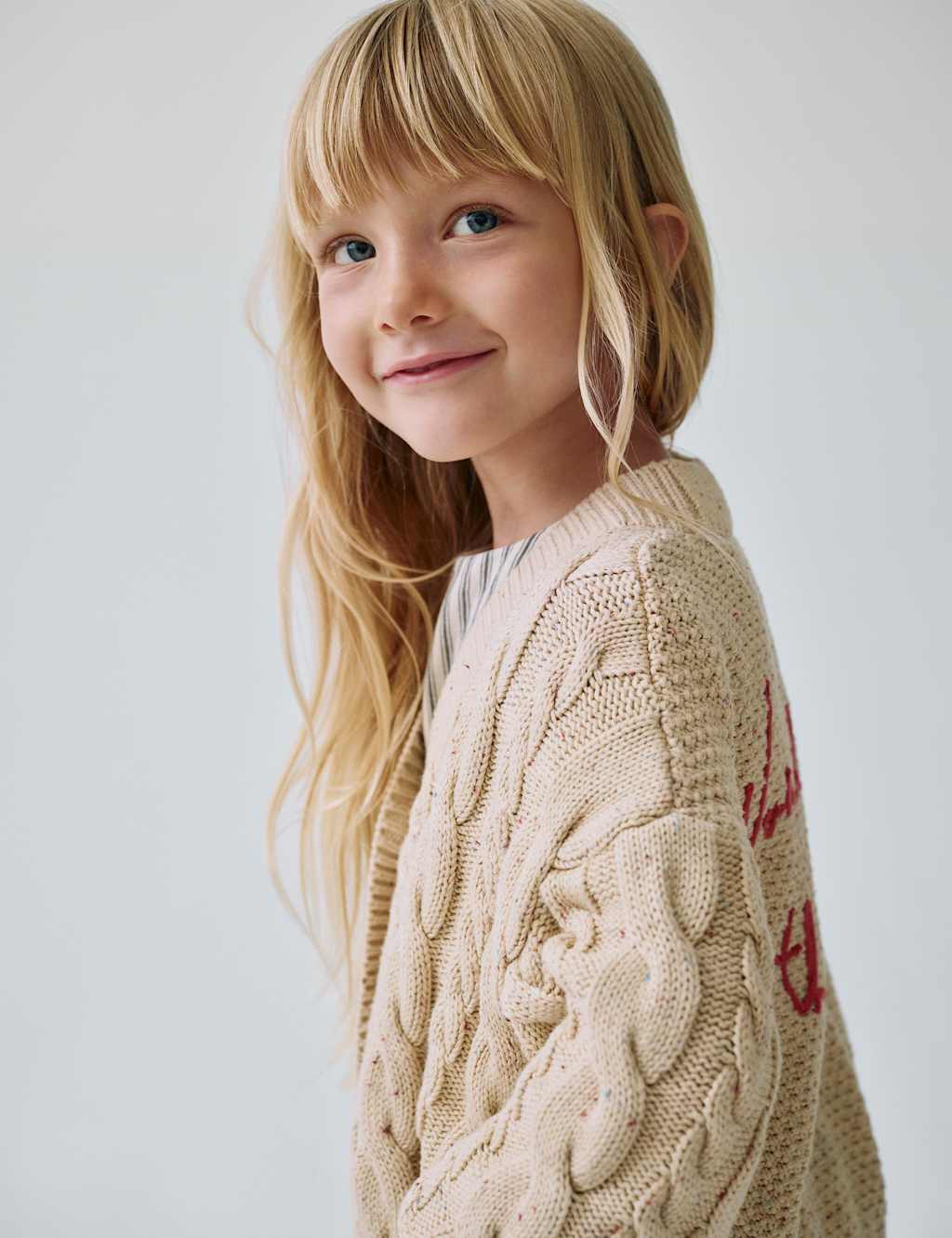 M&S x Binky Pure Cotton Chunky Wonderful Cardigan (1-10 Yrs) Multi