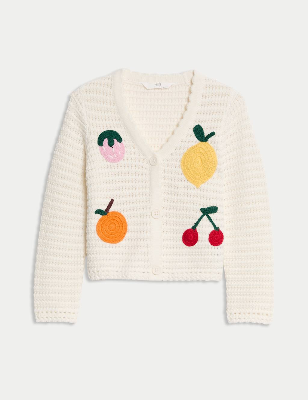Pure Cotton Fruit Crochet Cardigan (2-8 Yrs)