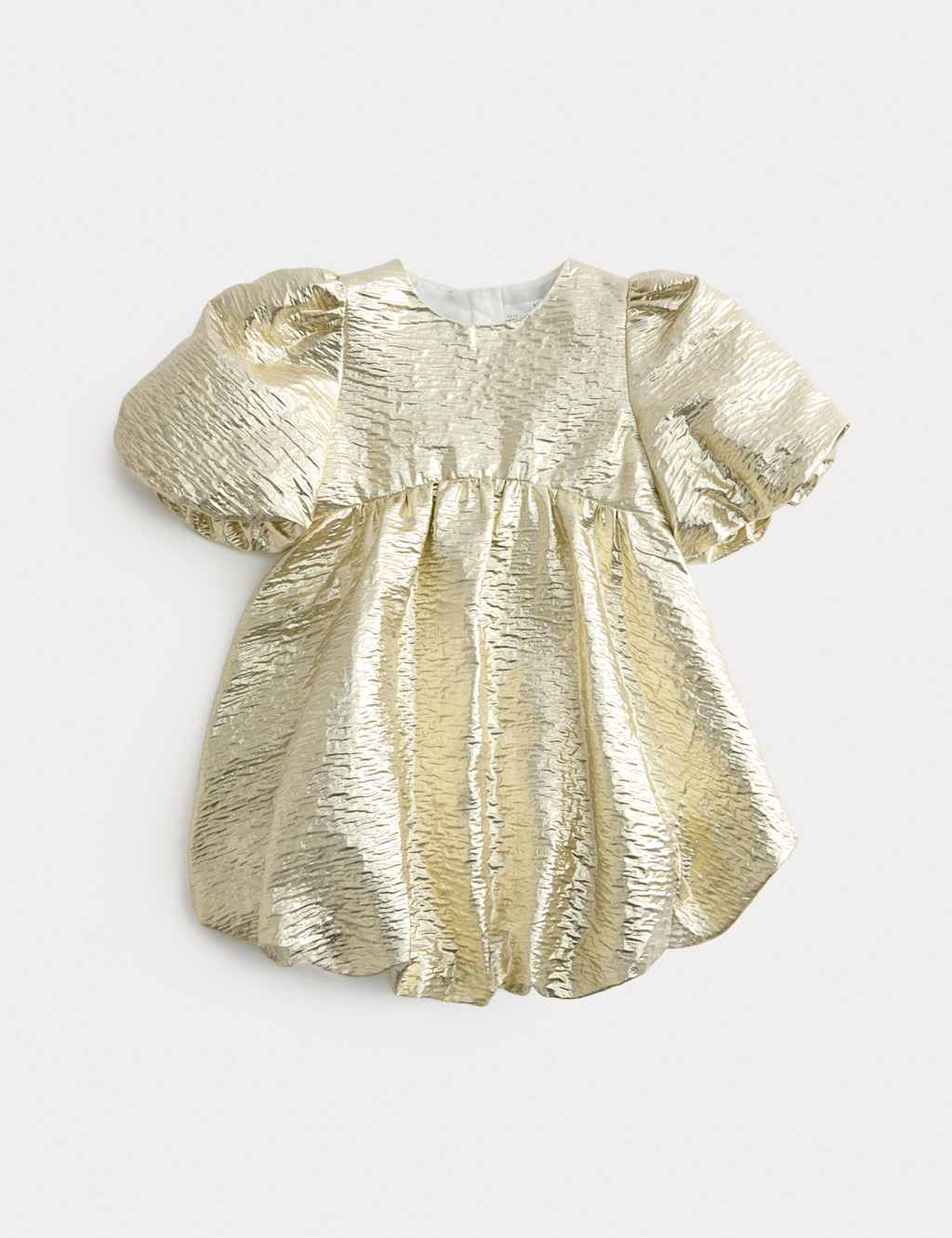 M&S Cotton Blend Jacquard Puffball Dress (2-10 Yrs) Gold Mix