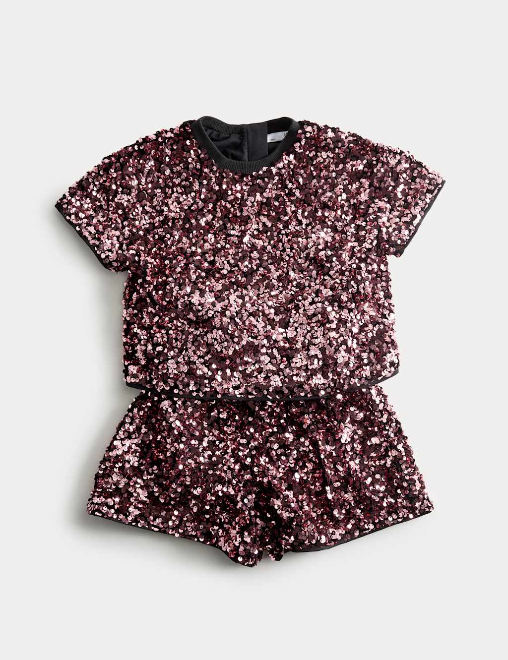 M&S Sequin Top & Bottoms Outfit (2-10 Yrs) Rose