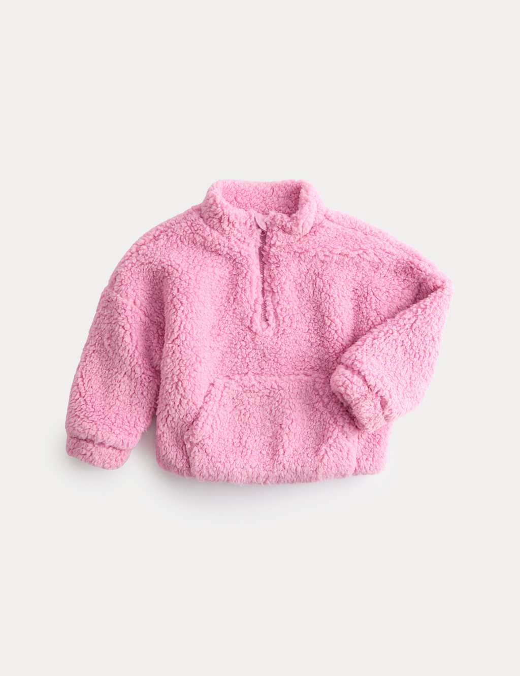 M&S Borg Half Zip Jacket (2-10 Yrs) Light Pink