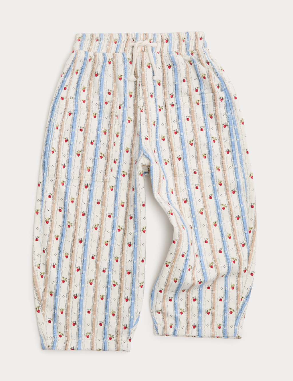 M&S Girls Pure Cotton Patterned Barrel Leg Trousers (2-8 Yrs) - 7-8 Years - Multi