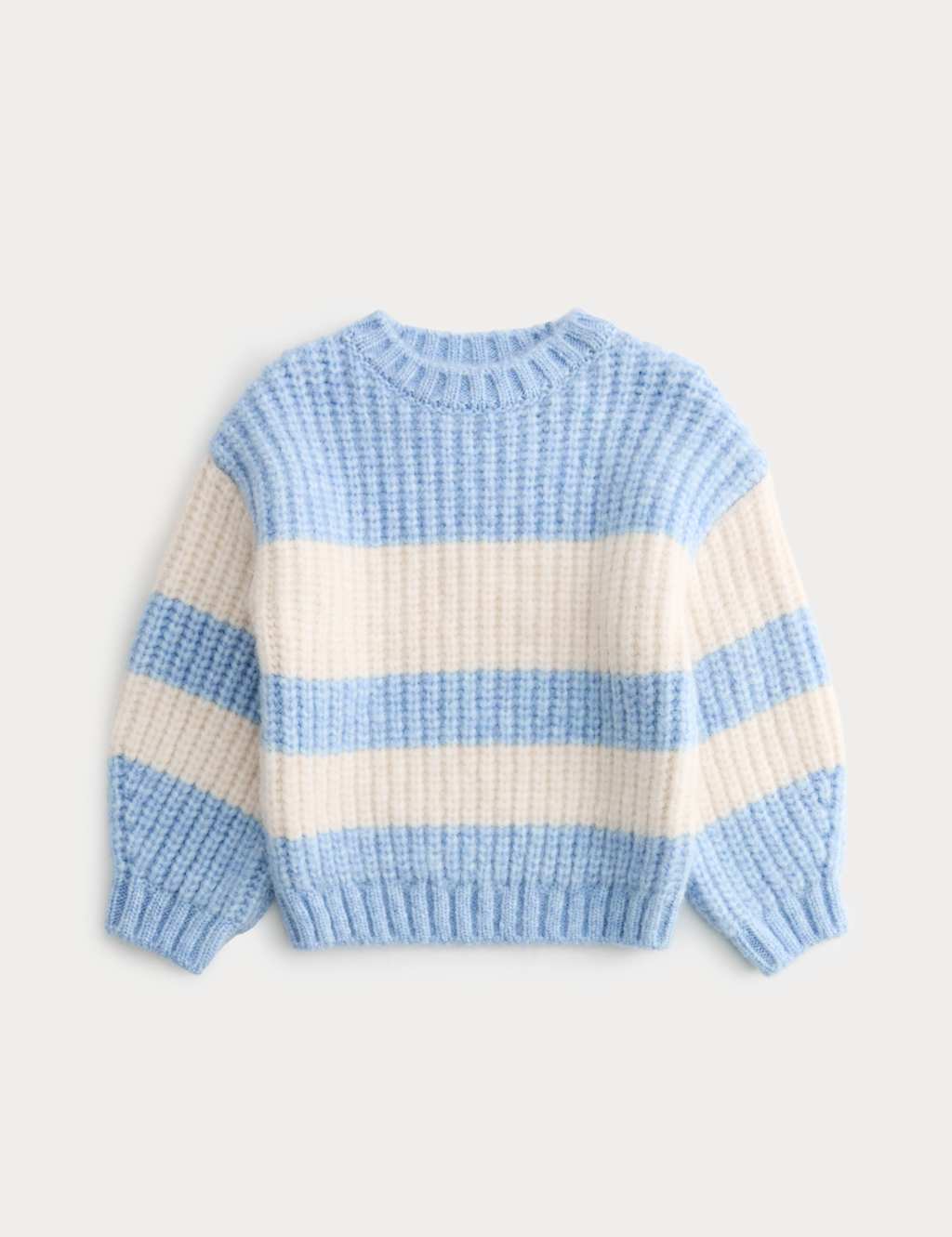M&S Girls Fluffy Striped Jumper (2-8 Yrs) - 4-5 Years - Powder Blue