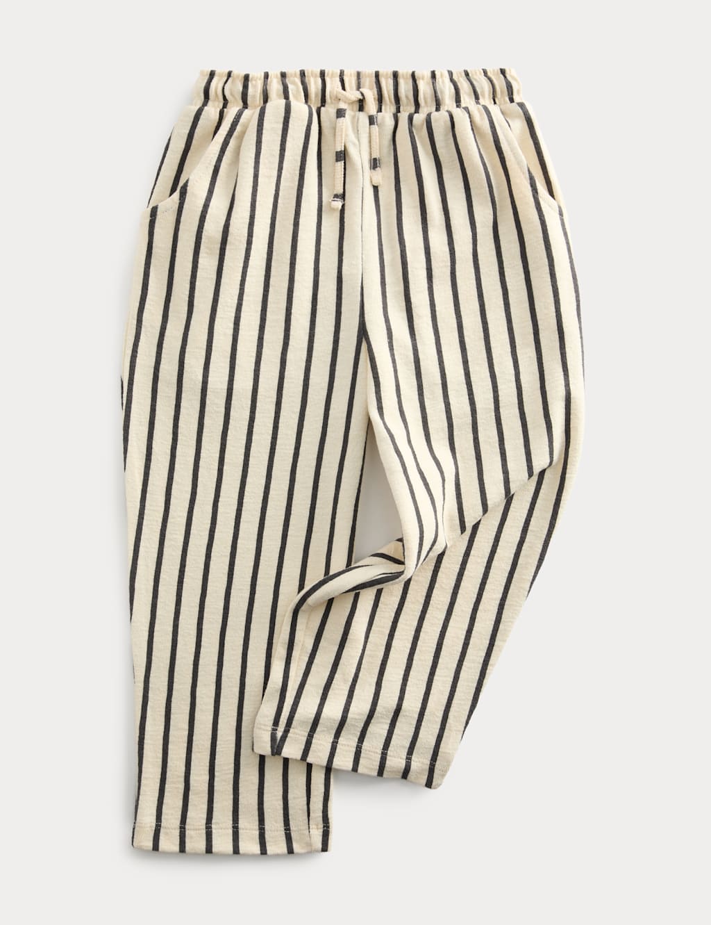 M&S Girls Pure Cotton Striped Trousers (2-10 Yrs) - 5-6 Years - Light Cream