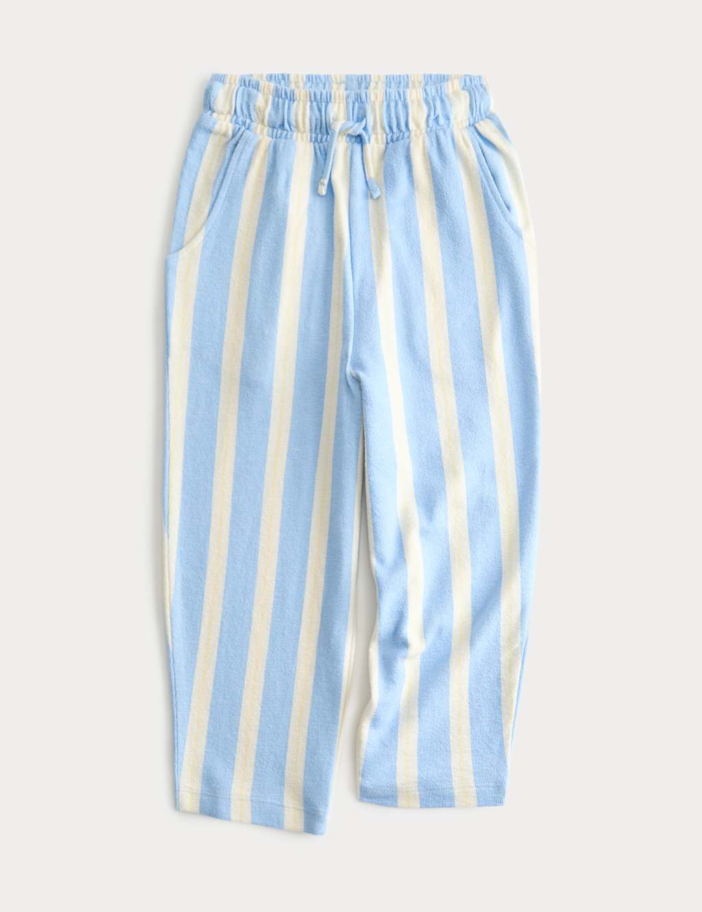 M&S Girls Pure Cotton Striped Trousers (2-10 Yrs) - 6-7 Years - Powder Blue