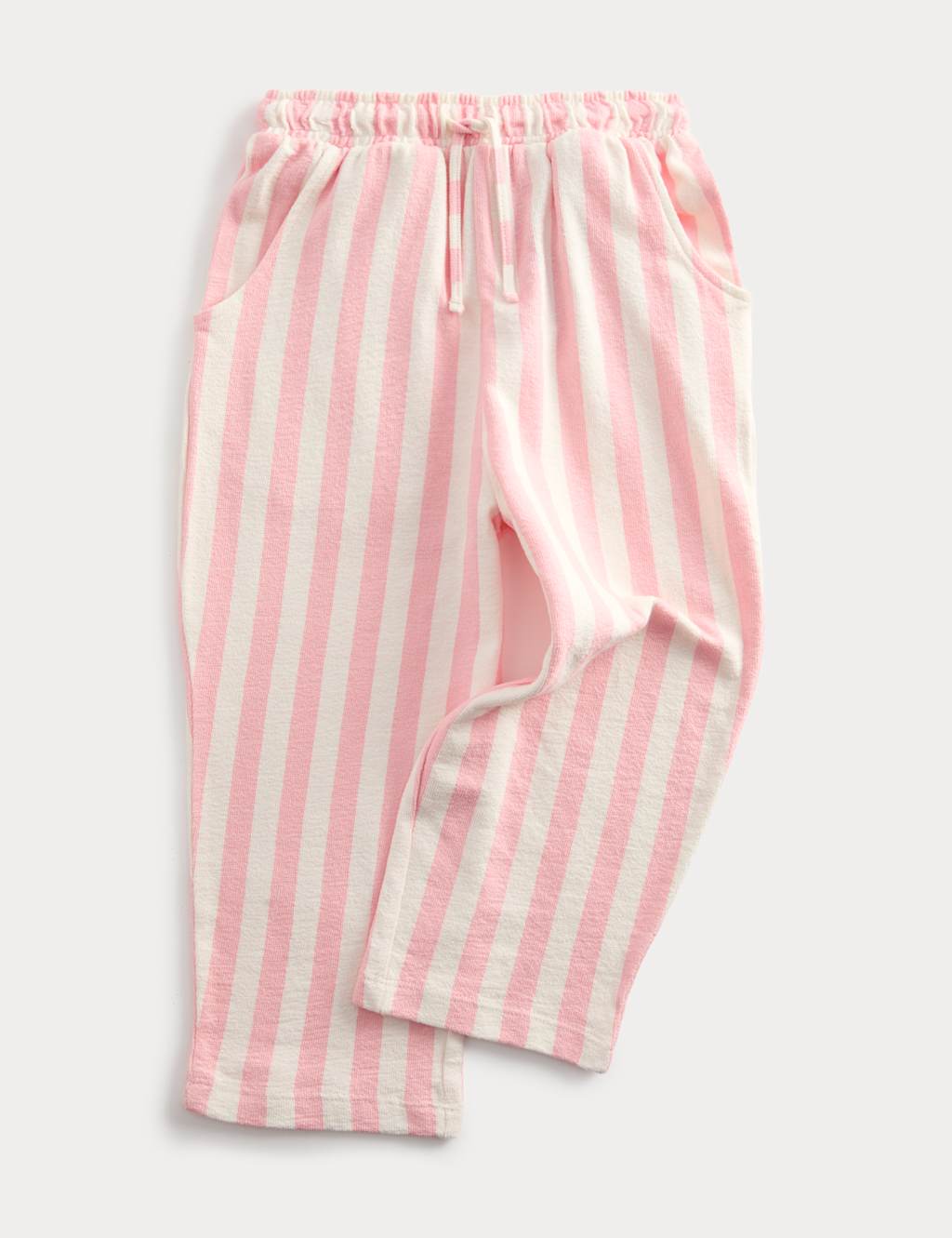 M&S Girls Pure Cotton Striped Trousers (2-10 Yrs) - 8-9 Years - Pale Pink