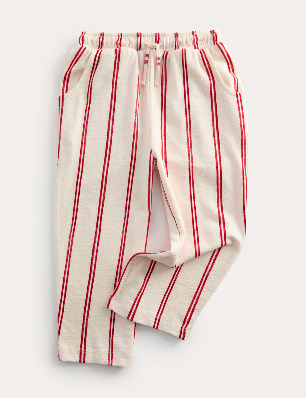 M&S Girls Pure Cotton Striped Trousers (2-10 Yrs) - 7-8 Years - Light Cream