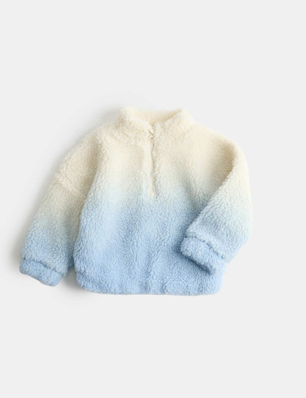 M&S Girls Borg Ombré Jacket (2-10 Yrs) - 2-3 Years - Powder Blue