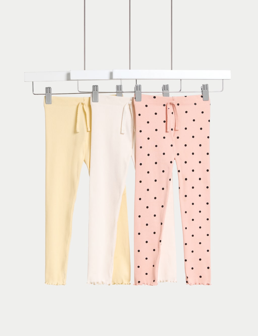 3pk Cotton Rich Ribbed Polka Dot Leggings (2-8 Yrs)