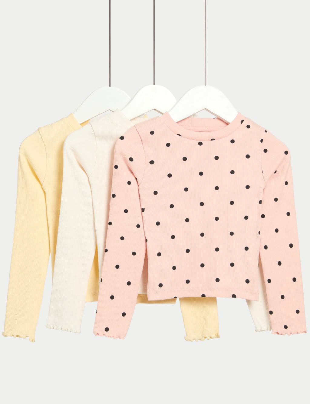 3pk Cotton Rich Polka Dot Tops (2-8 Yrs)