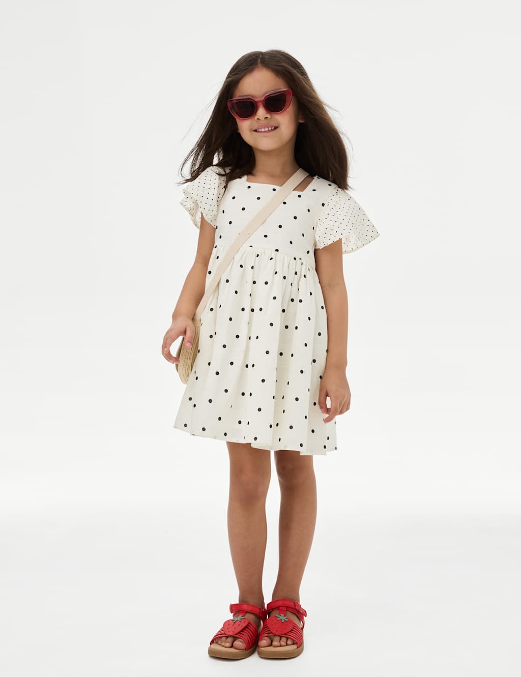 Pure Cotton Polka Dot Dress (2-8 Yrs)