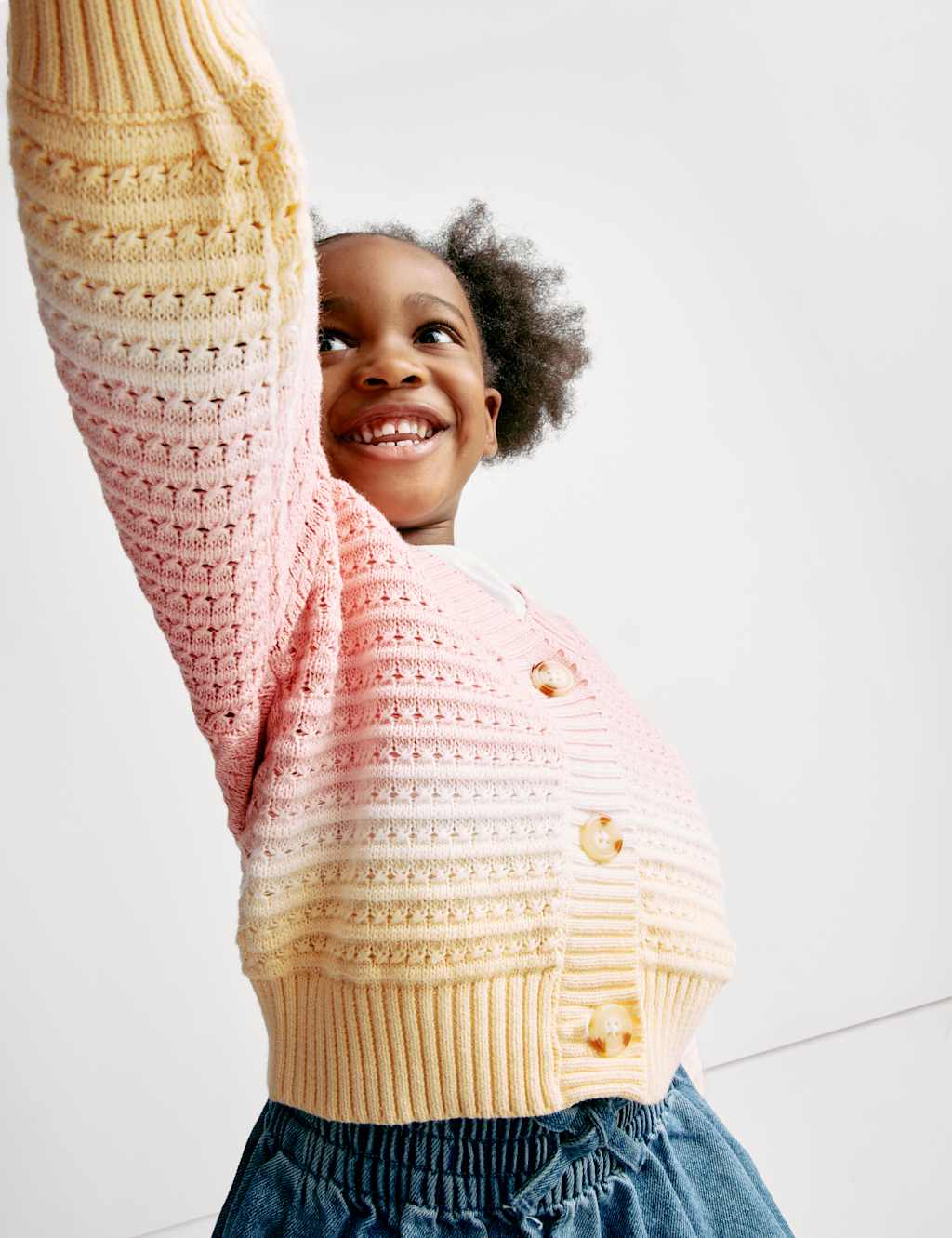 Pure Cotton Ombre Knitted Cardigan (2-8 Yrs)