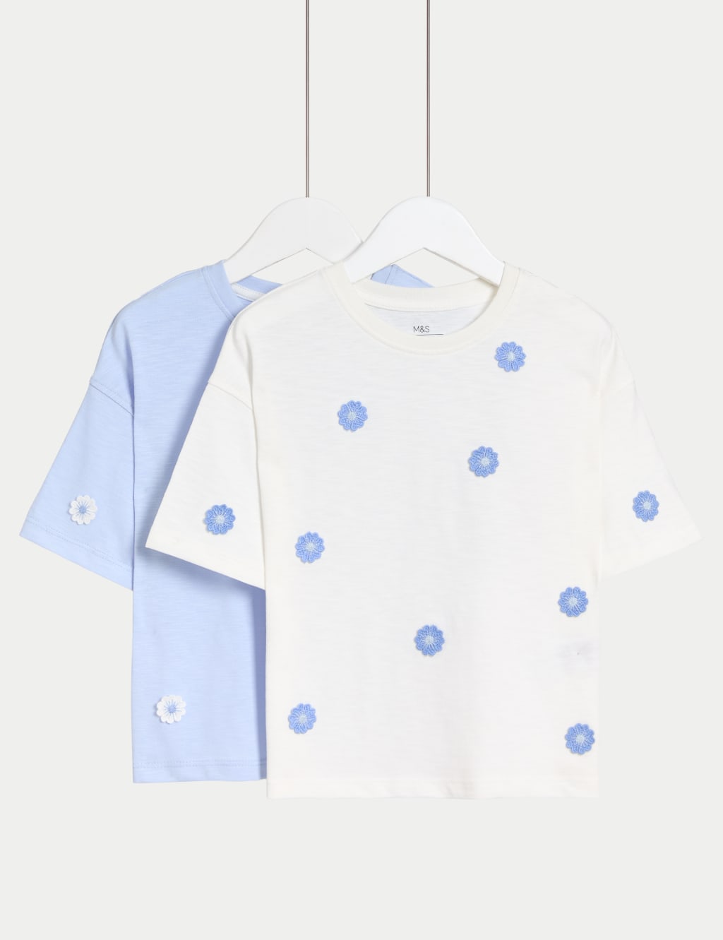 2pk Pure Cotton Floral Tops (2-8 Yrs)