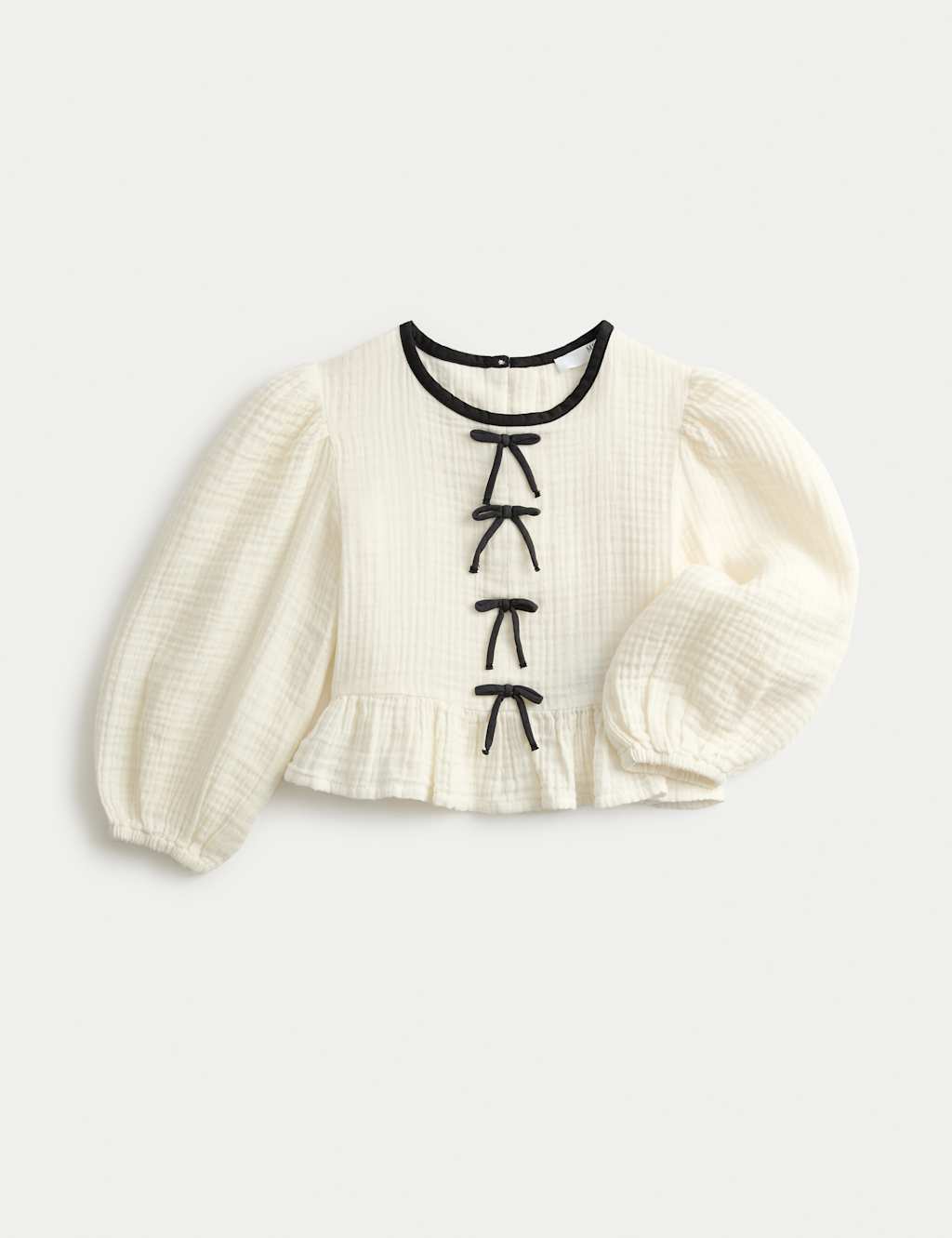 M&S Pure Cotton Bow Top (2-16 Yrs) Ivory Mix