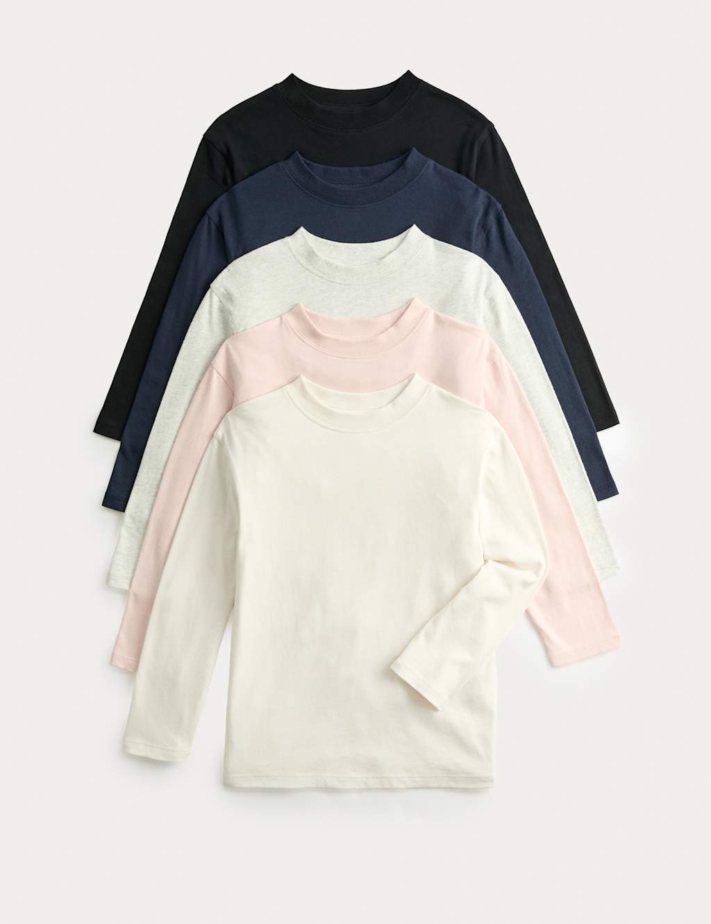 M&S 5pk Pure Cotton Round Neck Tops (2-8 Yrs) Multi