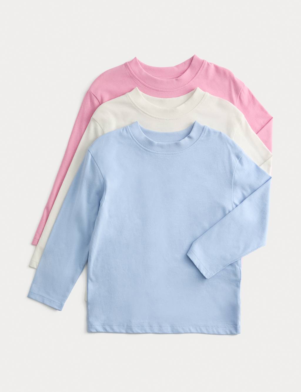 M&S 3pk Pure Cotton Tops (2-8 Yrs) Pink Mix