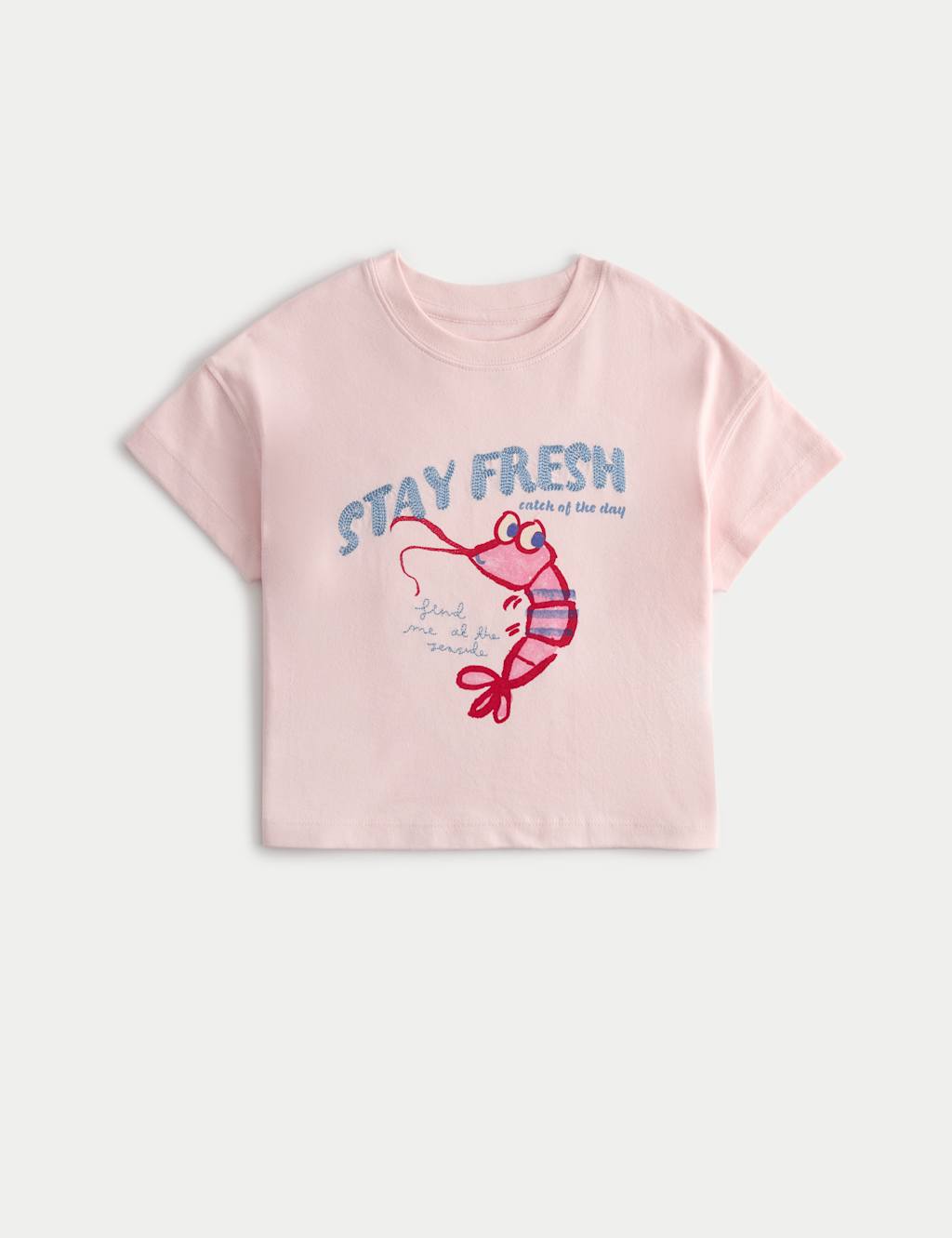 M&S Girls Pure Cotton Shrimp T-Shirt (2-8 Yrs) - 2-3 Years - Pink Mix