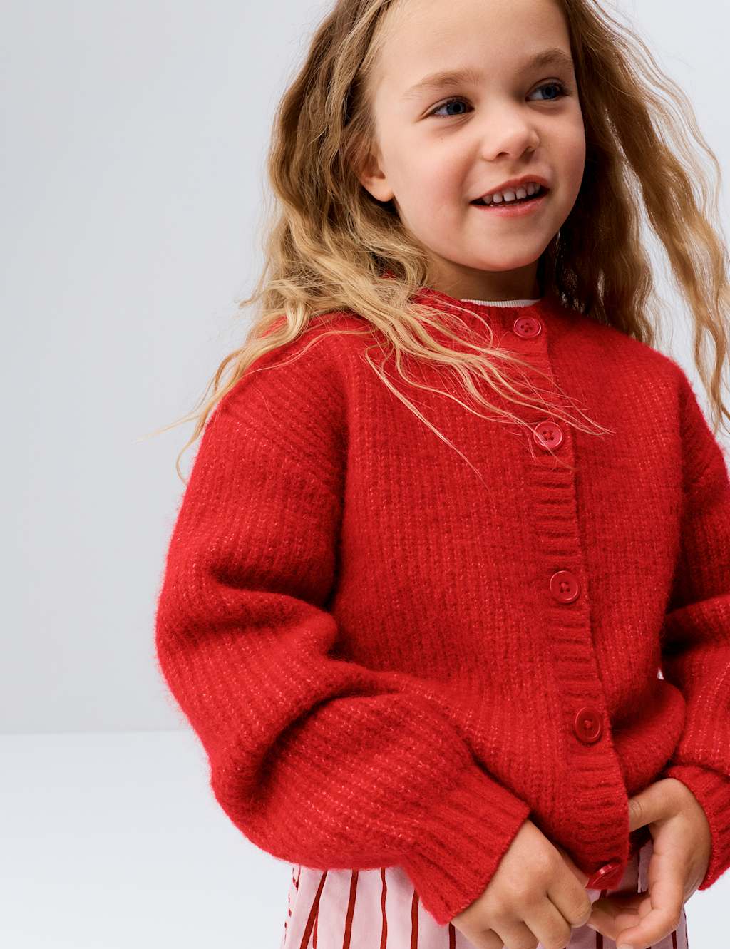 M&S Girls Knitted Cardigan with Wool (2-8 Years) - 2-3 Years - Red