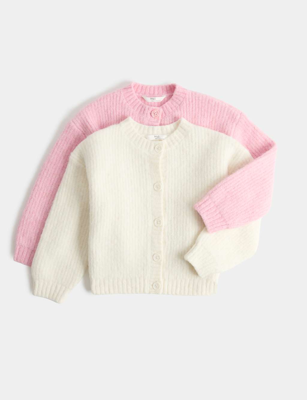 M&S Girls 2 Pack Fluffy Cardigans (2-8 Yrs) - 2-3 Years - Multi