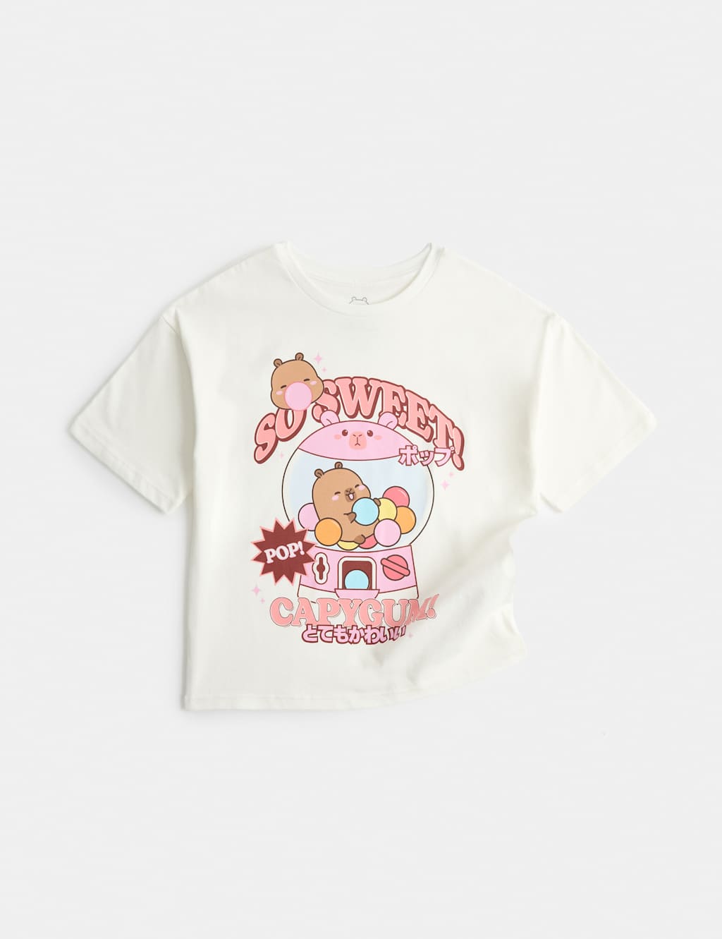 M&S Girls Cotton Rich Capybara T-Shirt (3-8 Yrs) - 5-6 Years - Ivory