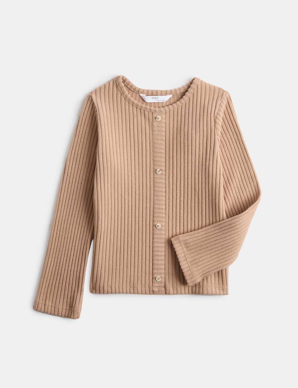 M&S Girls Cosy Ribbed Top (2-10 Yrs) - 2-3 Years - Camel
