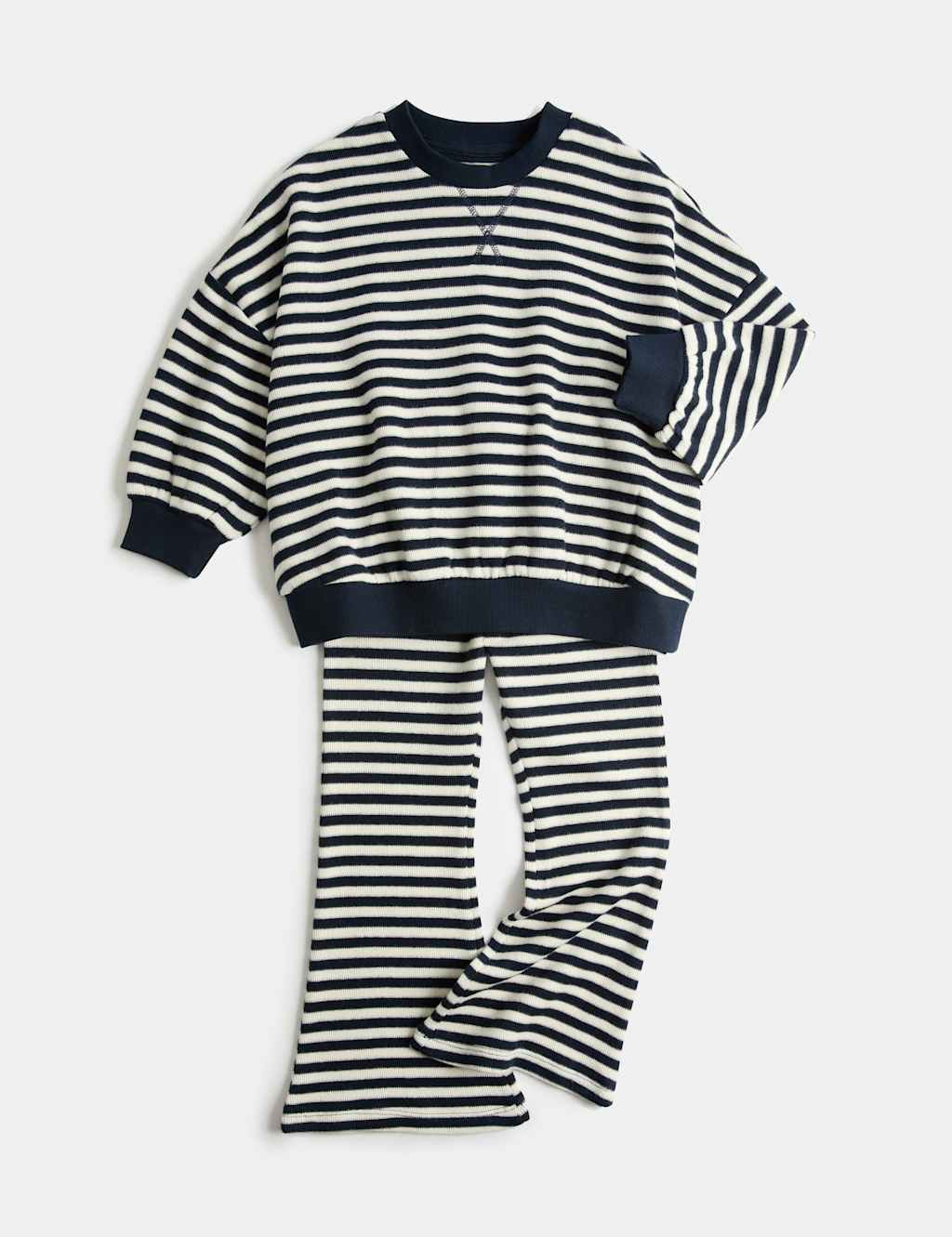 M&S Girls 2 Piece Cotton Rich Cosy Striped Outfit (2-8 Yrs) - 2-3 Years - Multi