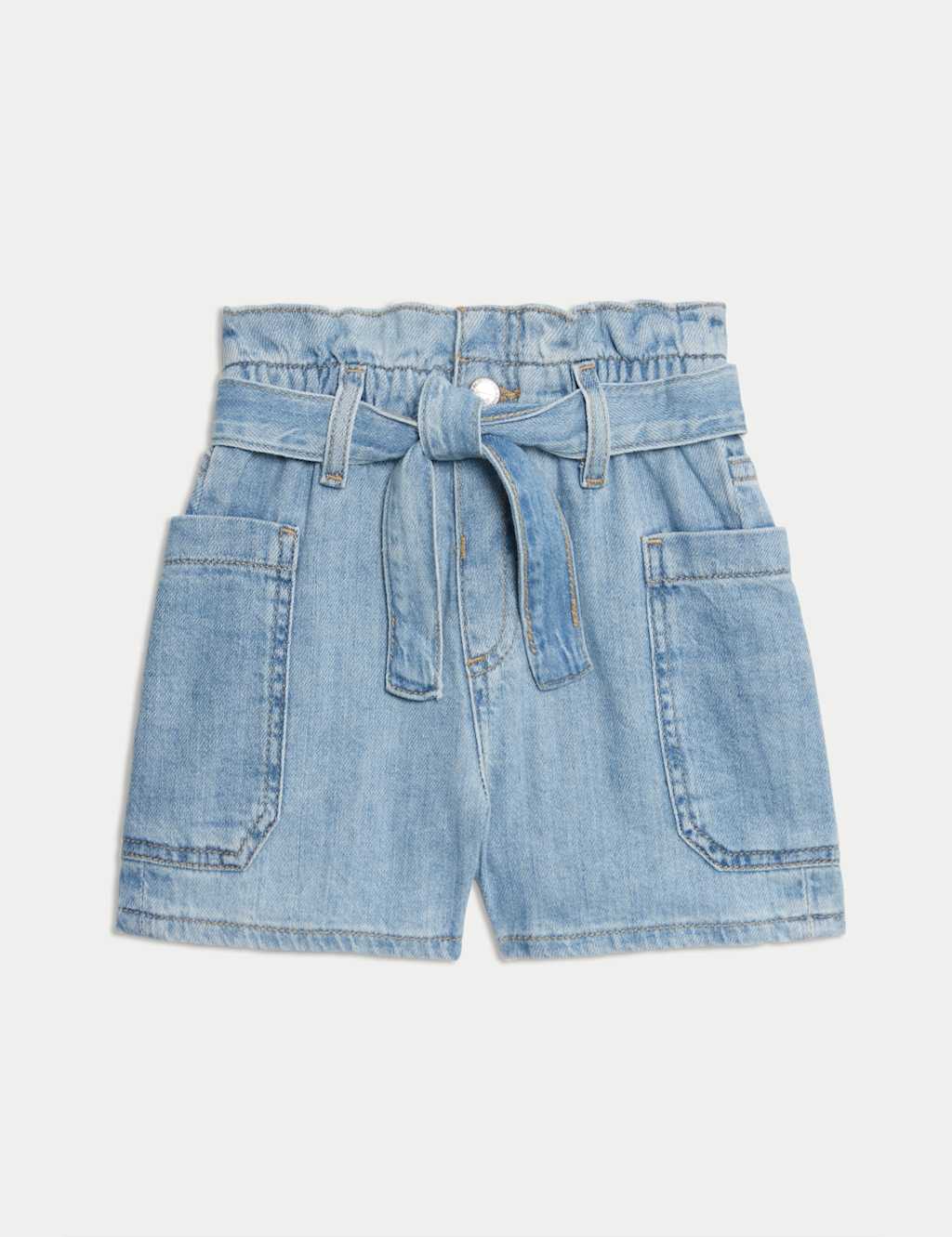 Pure Cotton Denim Paper Bag Shorts (2-8 Yrs)