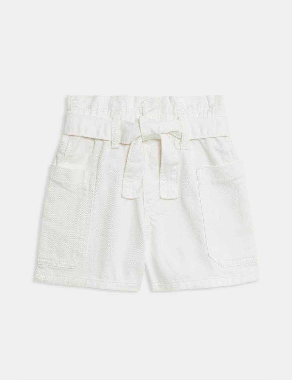 Pure Cotton Denim Paper Bag Shorts (2-8 Yrs)