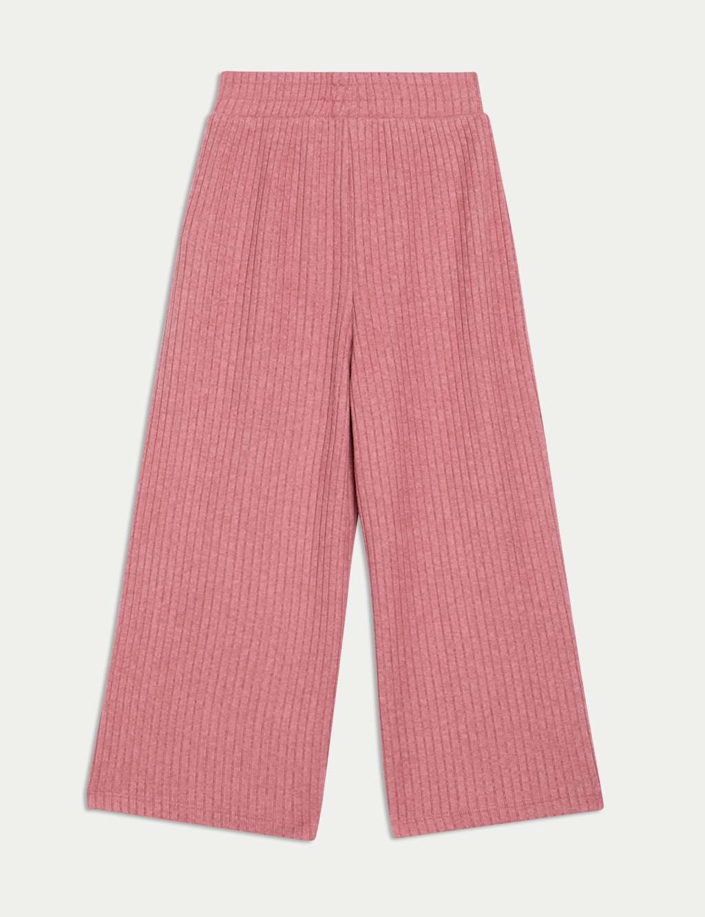 M&S Ribbed Wide Leg Trousers (2-8 Yrs) Pink