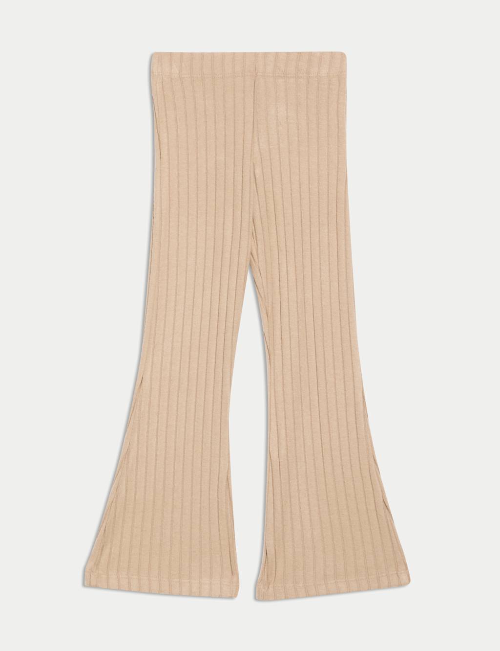 M&S Ribbed Flared Leggings (2-8 Yrs) Neutral