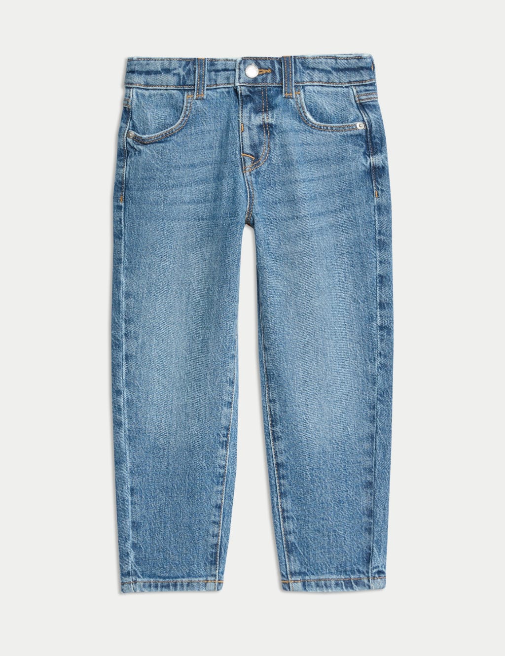 M&S Girls Denim Mom Jeans (2-8 Yrs) - 7-8 Years - Dark Denim
