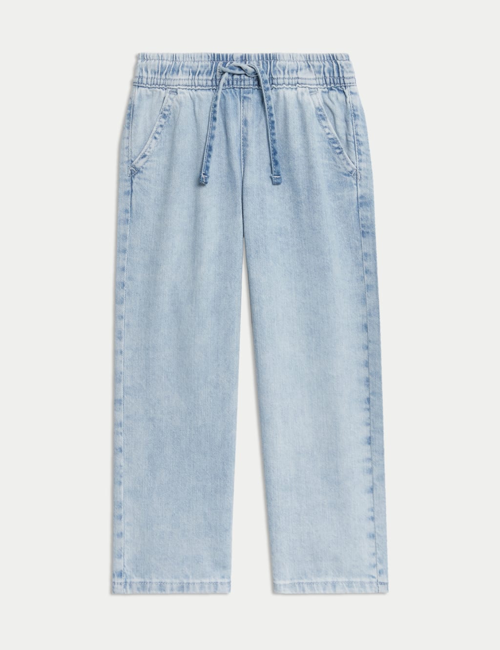 M&S Girls Denim Wide Leg Elasticated Waist Jeans (2-8 Yrs) - 5-6 Years - Light Denim