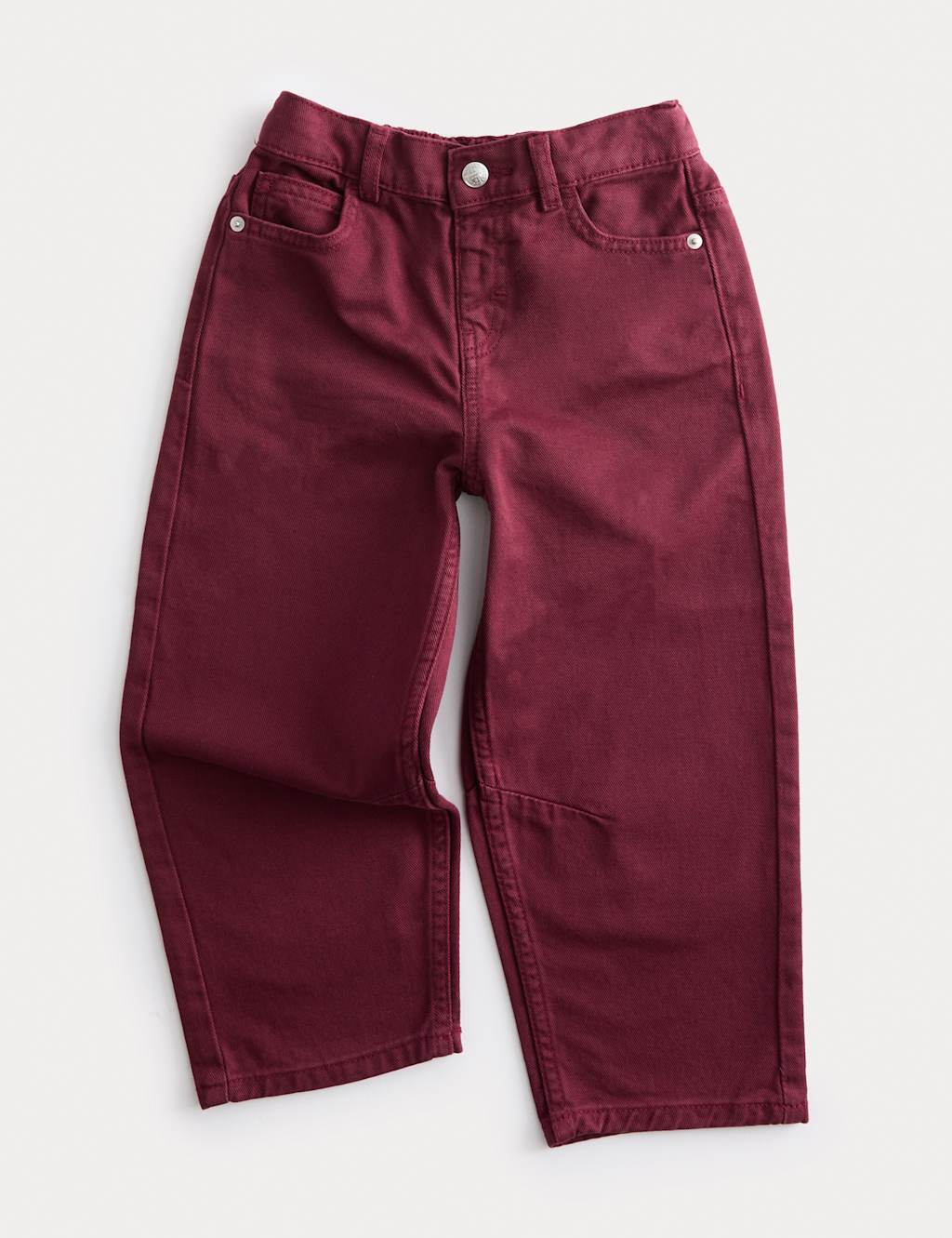 M&S Collection Girls Pure Cotton Barrel Leg Jeans (2-10 Yrs) - 8-9 Y - Claret, Claret