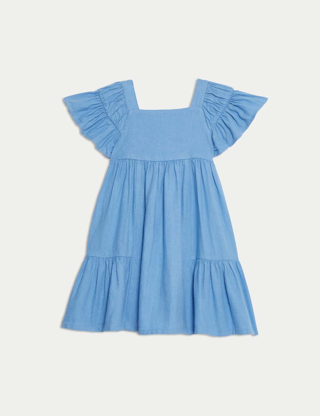 Linen Rich Frill Sleeve Woven Dress (2-8 Yrs)