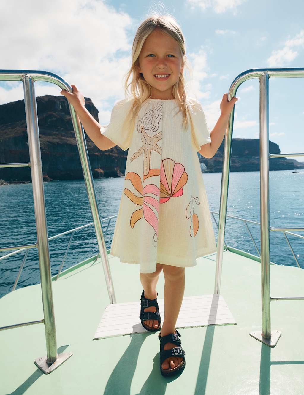 M&S Pure Cotton Embroidered Dress (2-16 Yrs) Ecru