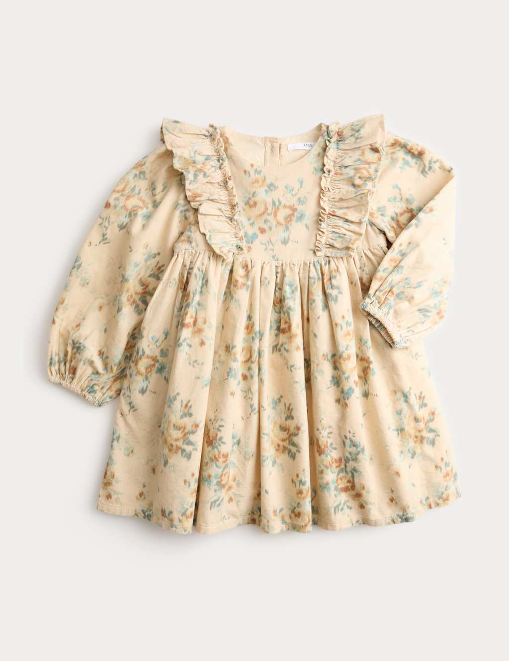 M&S Girls Pure Cotton Floral Frill Woven Dress (1-8 Yrs) - 12-18 Months - Multi