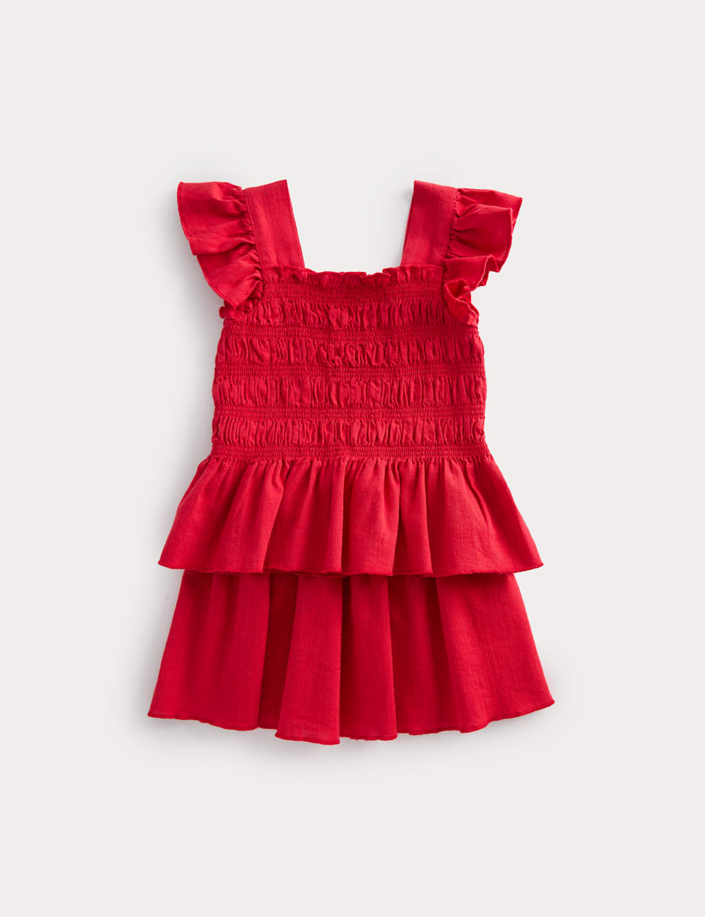 M&S Girls 2 Piece Shirred Gingham Outfit (2-8 Yrs) - 2-3 Years - Rouge