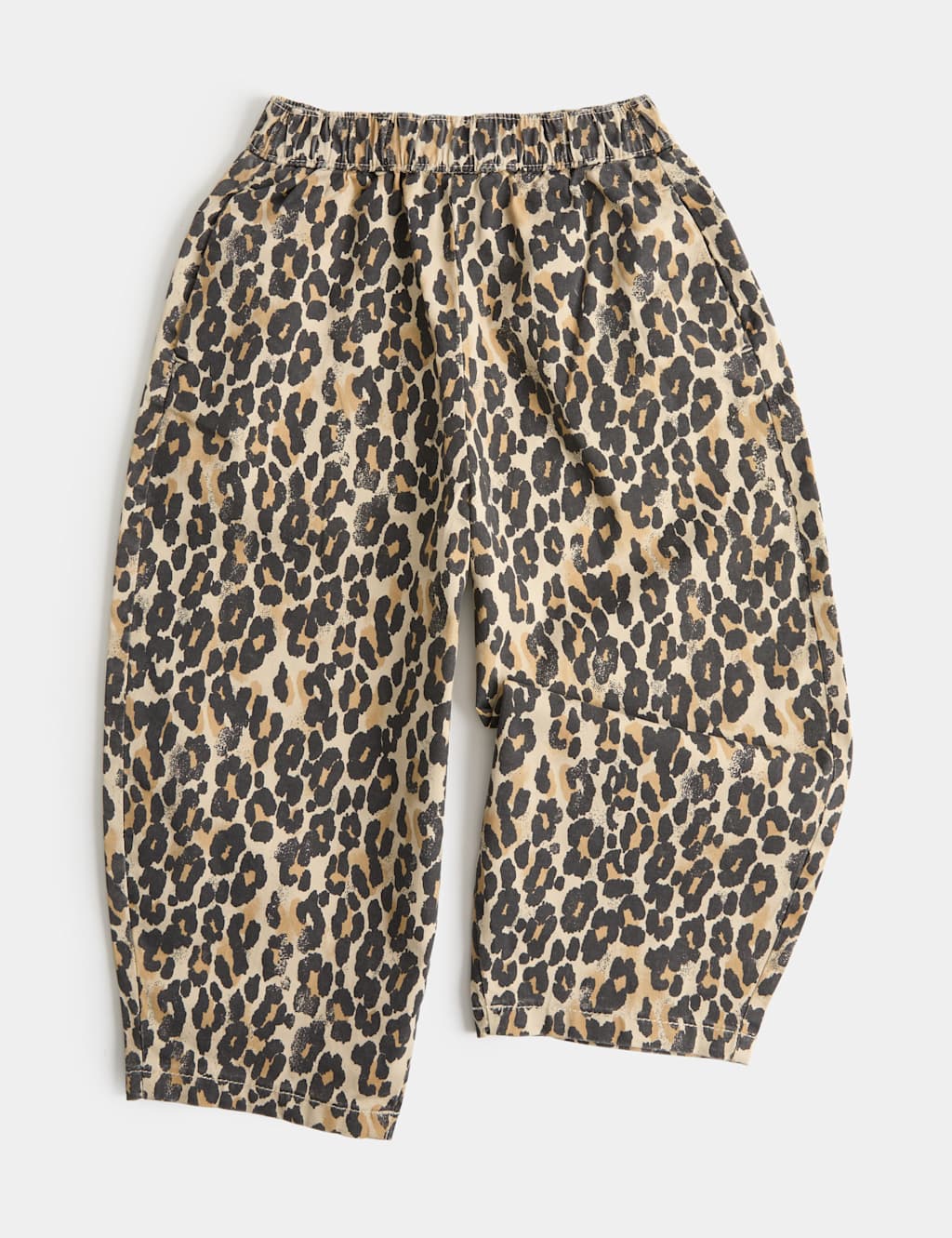 M&S Girls Cotton Rich Balloon Leg Leopard Trousers (2-8 Yrs) - 2-3 Years - Brown Mix