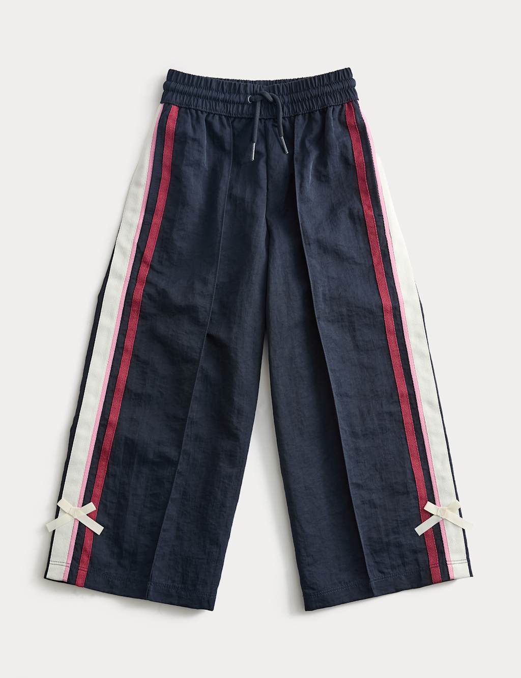 M&S Collection Girls Wide Leg Tracksuit Bottoms (2-8 Yrs) - 5-6 Y - Navy, Navy