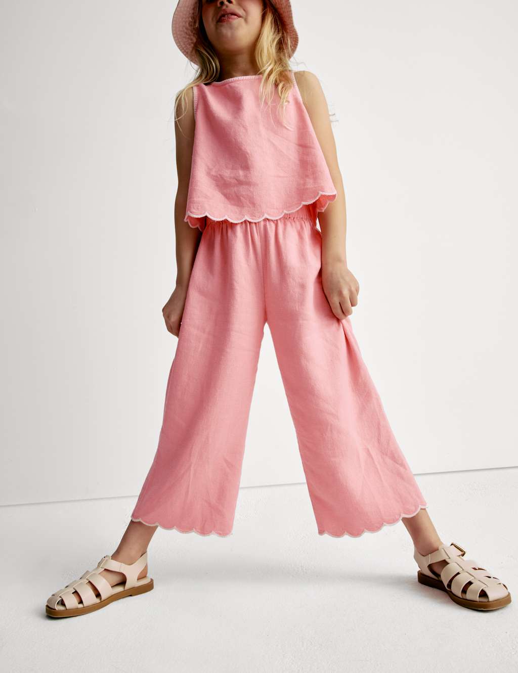 2pc Linen Cotton Crinkle Top and Trousers (2-16 Yrs)