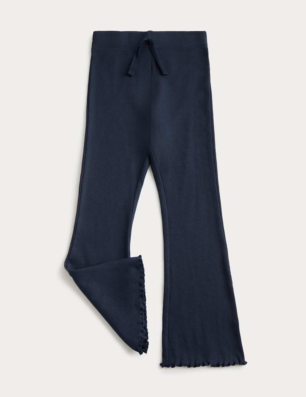 M&S Cotton Rich Ribbed Flared Leggings (2-8 Yrs) Navy