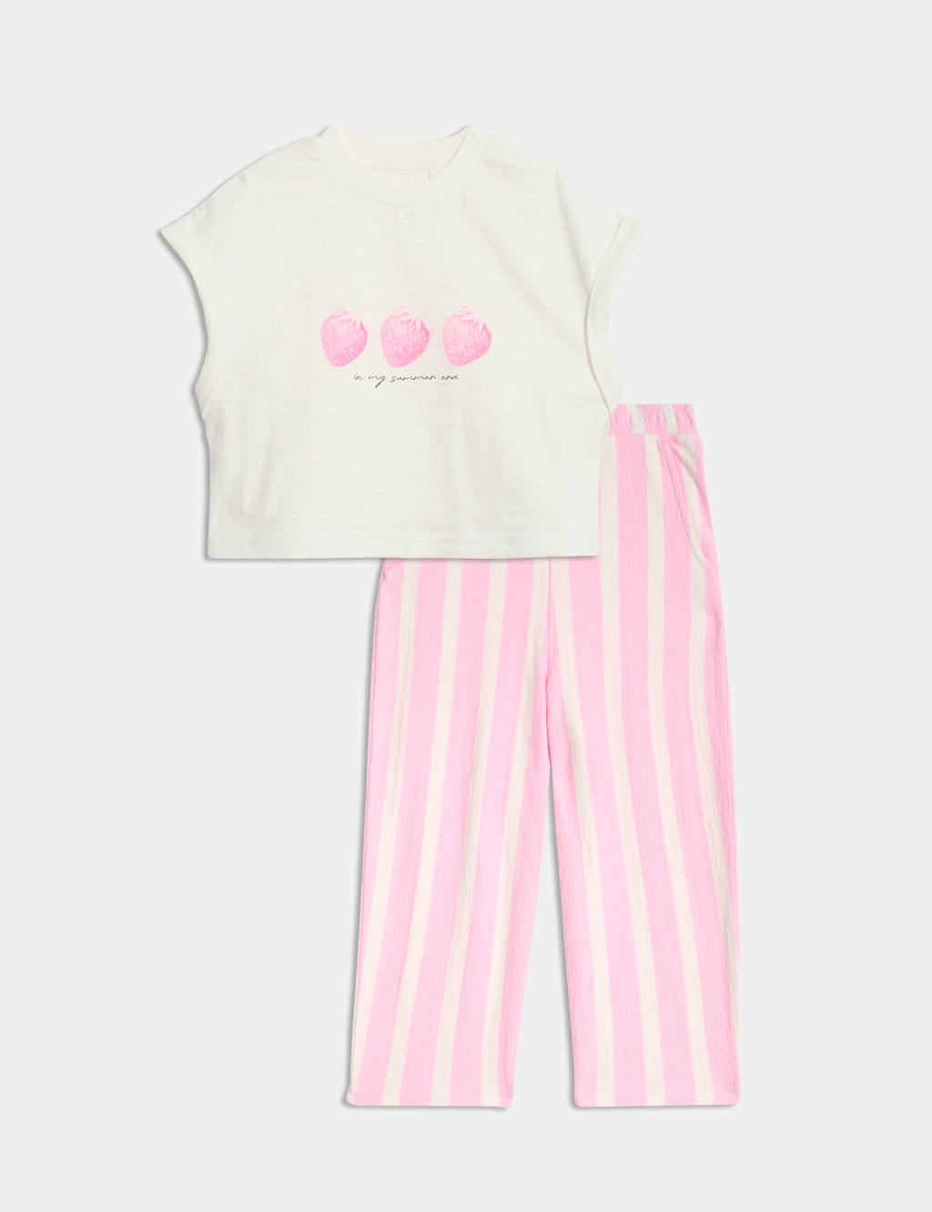 Pure Cotton Strawberry Top & Bottom Outfit (2-8 Yrs)