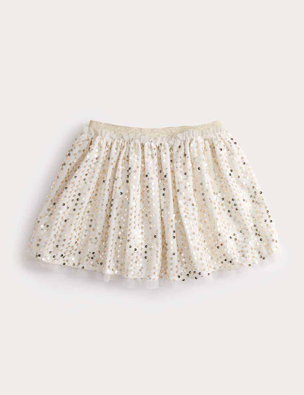 M&S Elasticated Waist Sequin Skirt (2-8 Yrs) Cream
