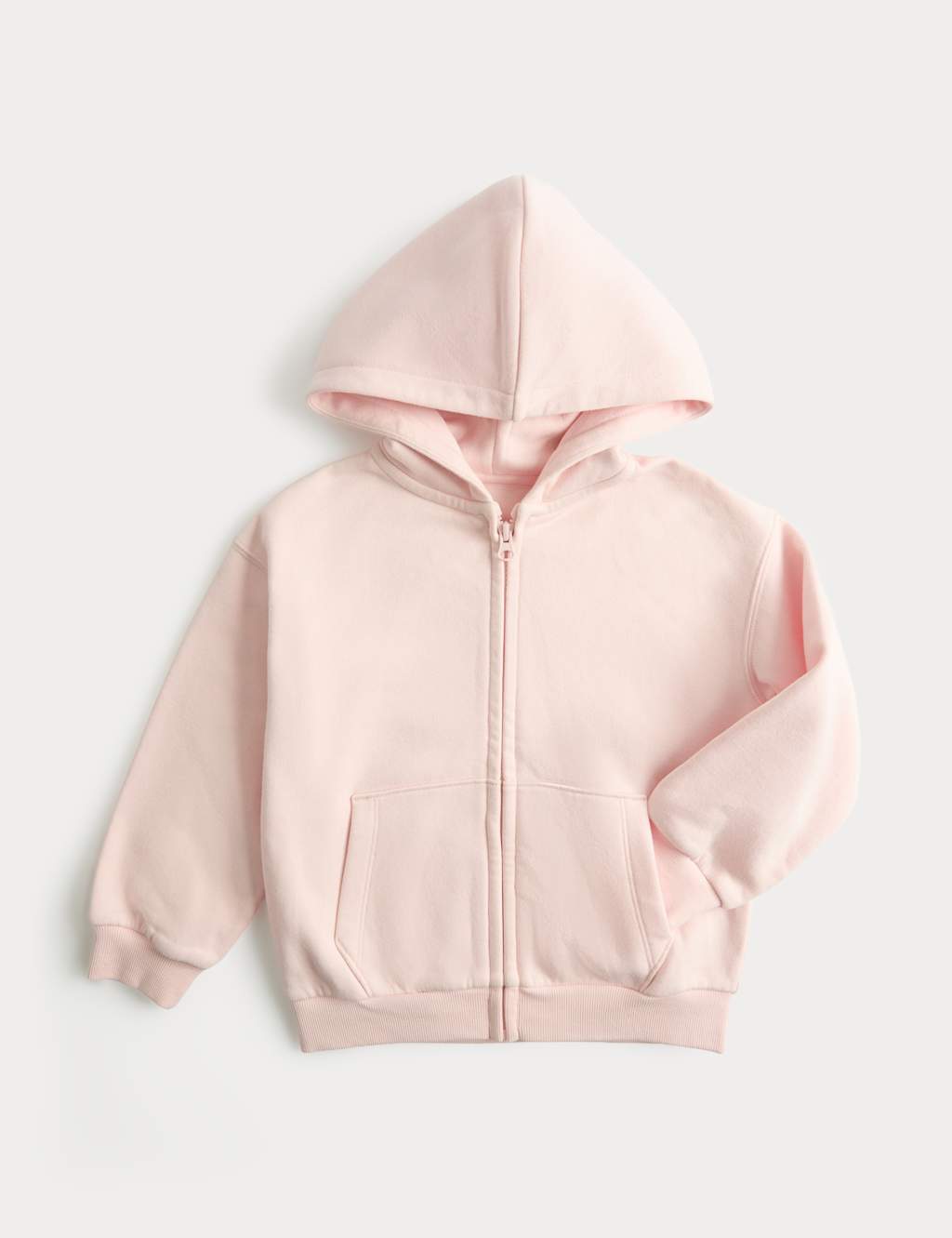 M&S Girls Cotton Rich Zip Hoodie (2-8 Yrs) - 7-8 Years - Light Pink